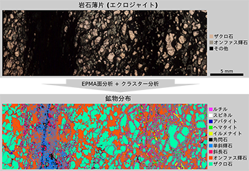 EPMAを用いた面分析による鉱物分布の描画の例